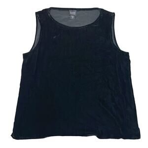 Eileen Fisher Velvet Tank Top Sleeveless Blouse Silk Blend Black Small